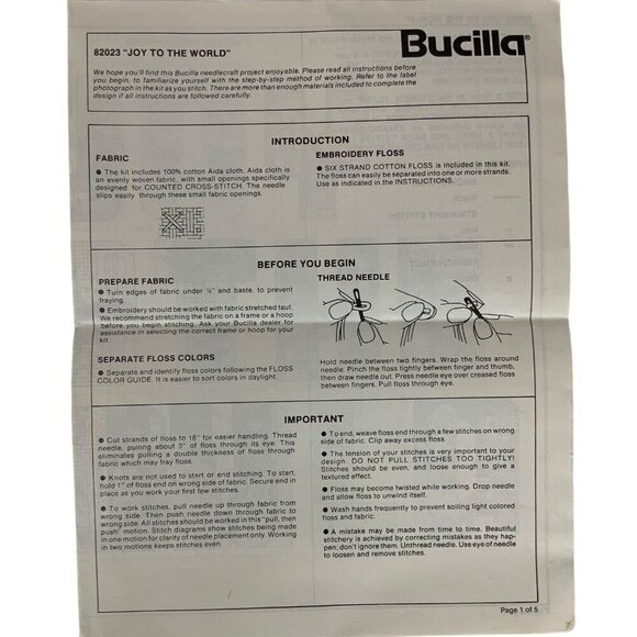 Bucilla 82023 Cross Stitch Kit Joy to the World Christmas Holiday Craft 11x14 - Picture 3 of 6